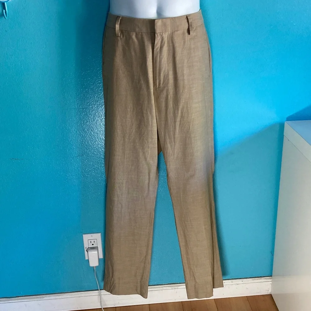 Bonobos Slim Fit Trousers Mens Size 34 X 30 Tan Cotton Dress Pants Summer Casual